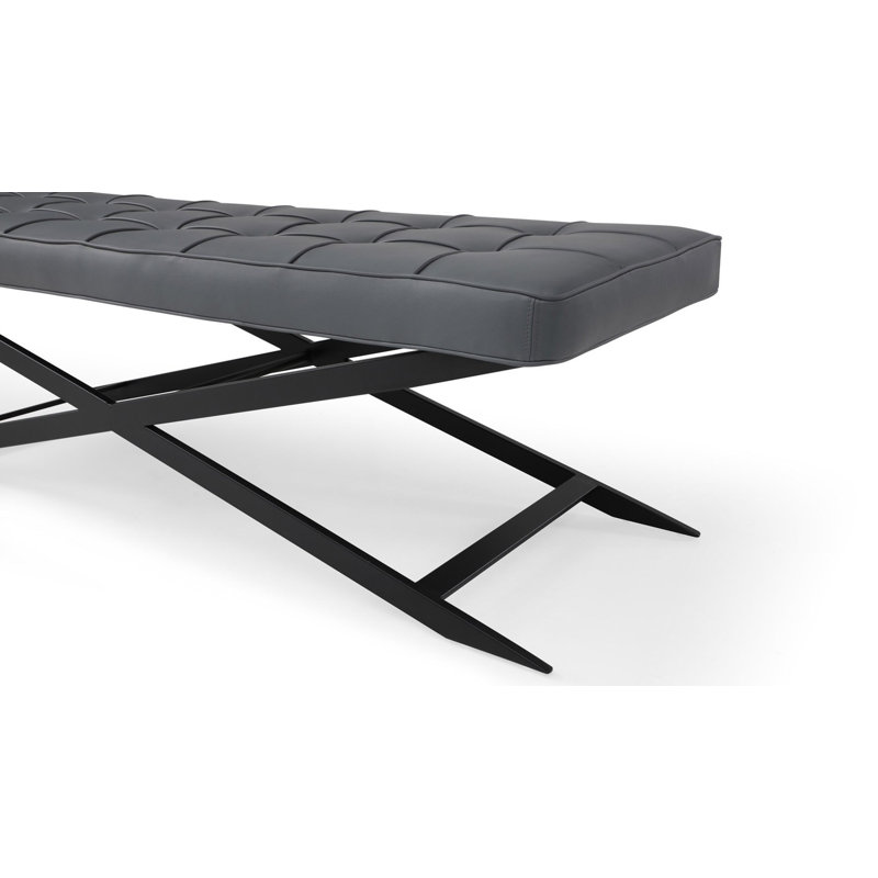 Banc de style révolutionnaire avec base en forme de X, Gris, Noir, noir, noir, noir
