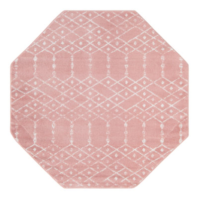 Zoey Geometric Rose Pink Area Rug