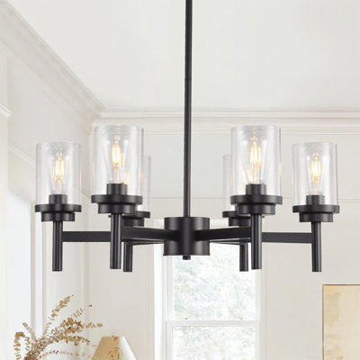 Lustres noirs modernes, luminaires de salle à manger 6 lumières au-dessus de la table, lustre en verre de style campagnard pour la cuisine, la salle à manger, le vestibule, le vestibule