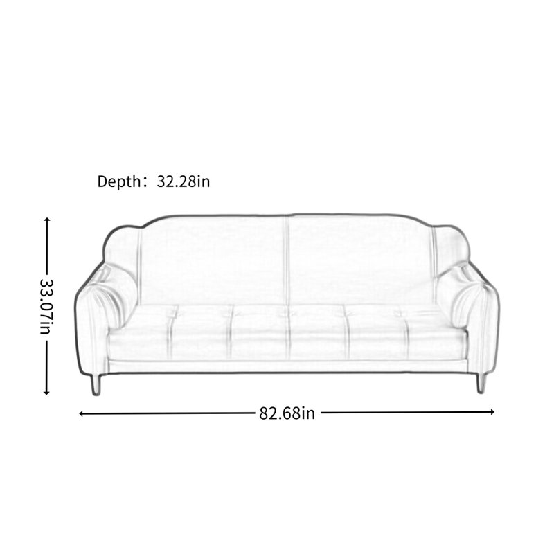 Straight Retro-Style Couch, Burlywood, White