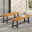 Bancs d'extérieur Carlisle, brun sablé + métal rustique (ensemble de 2)-367838895