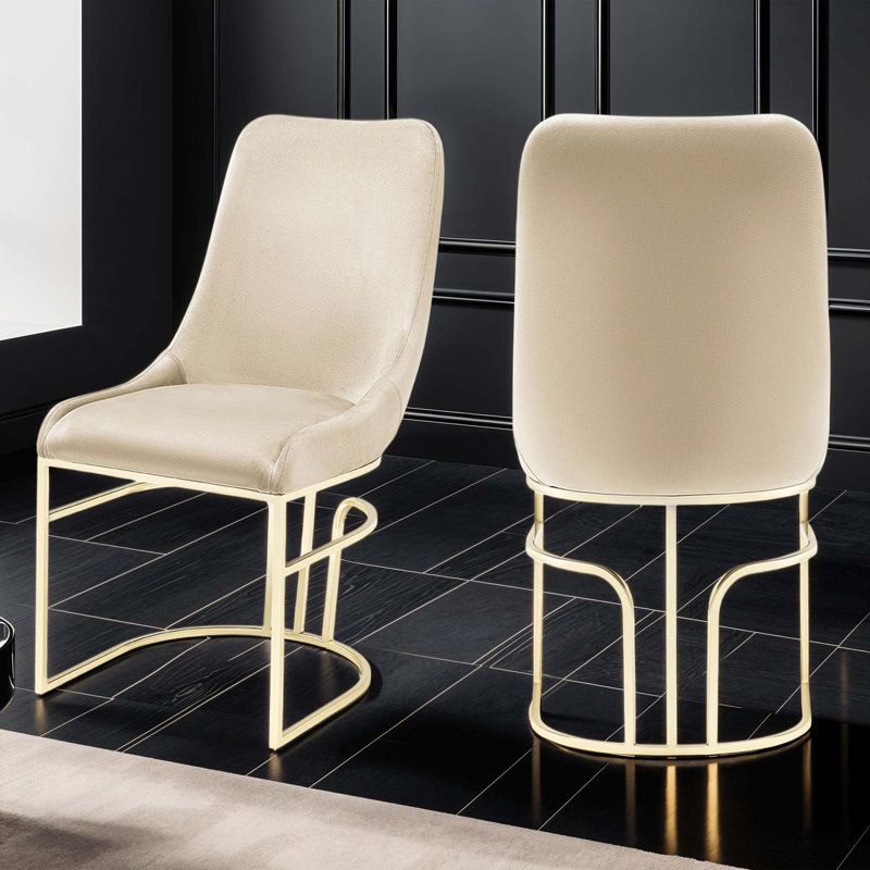Chaises de salle à manger 2 pièces, Doré, Beige