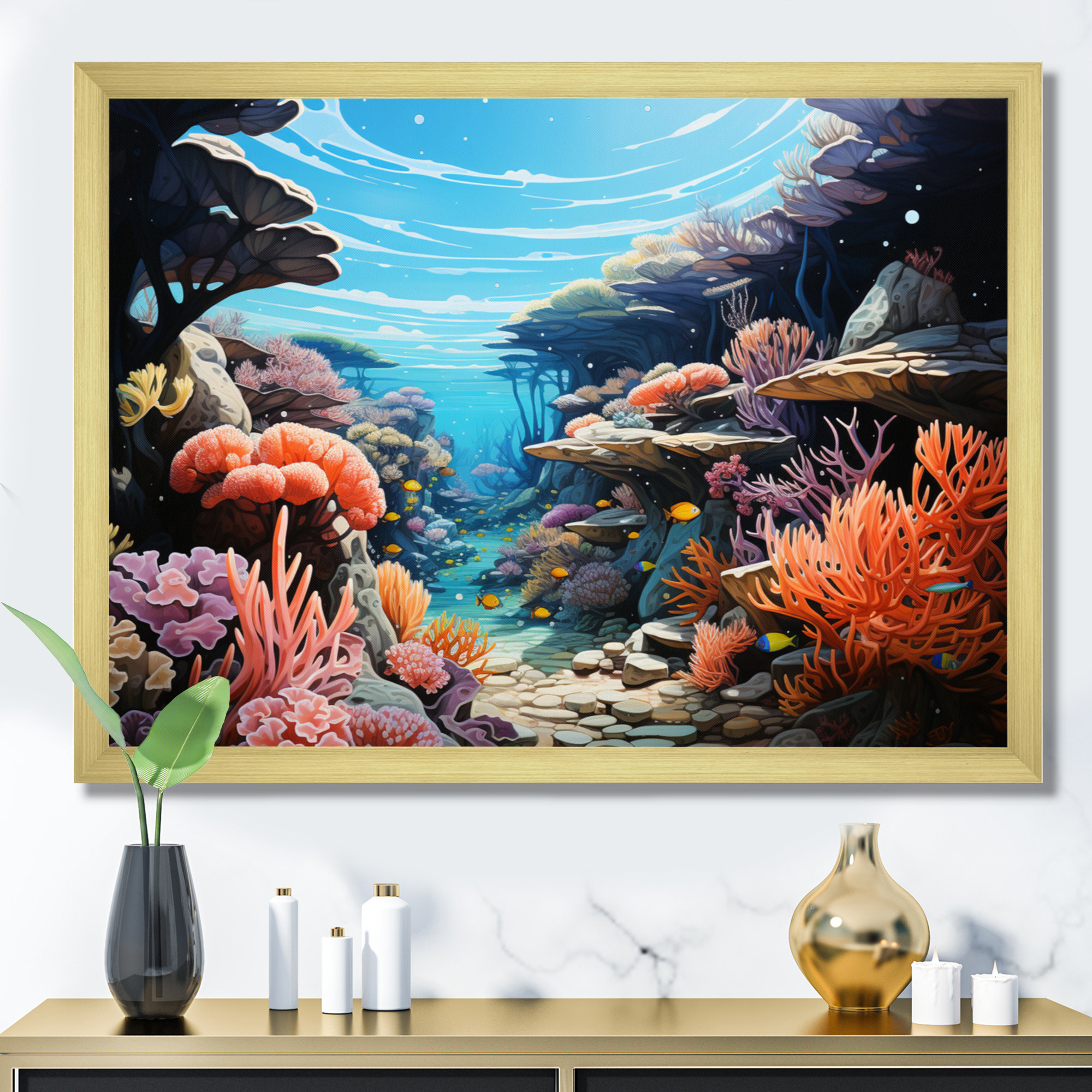 Dovecove Underwater Coral Reef Depths III On Canvas Print