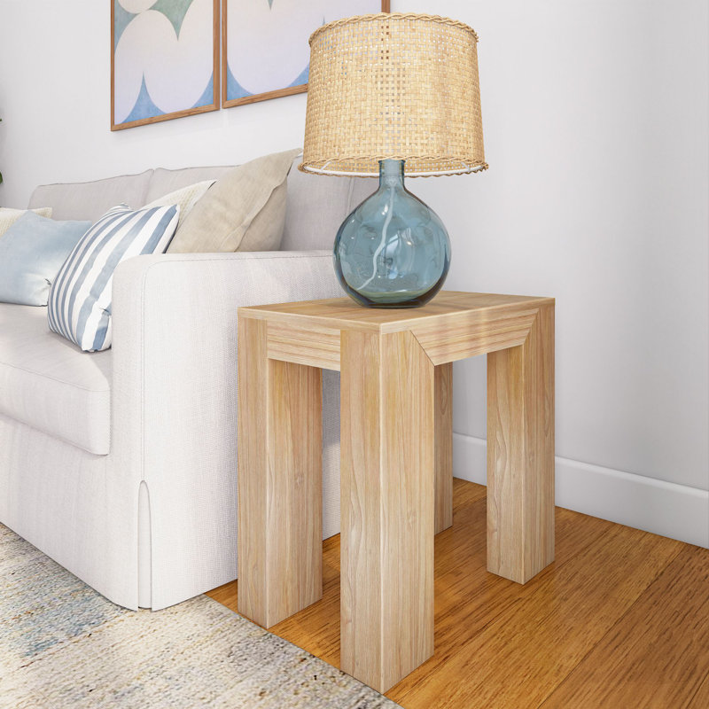 Table d'appoint moderne moderne (25 po x 15 po / 630 mm x 375 mm), coquillage brossé, Blond brossé au métal