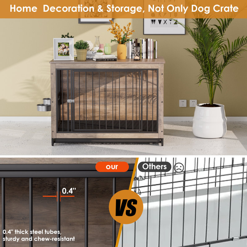 Pet Furniture Style Crate, Gray