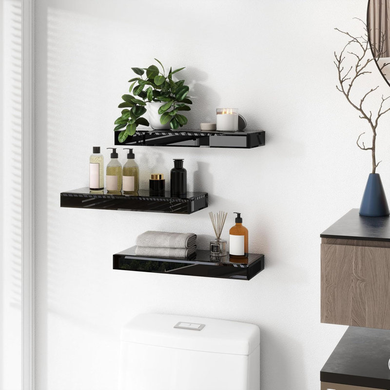 Tablettes flottantes en verre pour mur