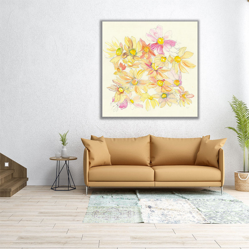 Pastel Garden Daisies - reproduction d'art sur toile, H 30 po x l 30 po