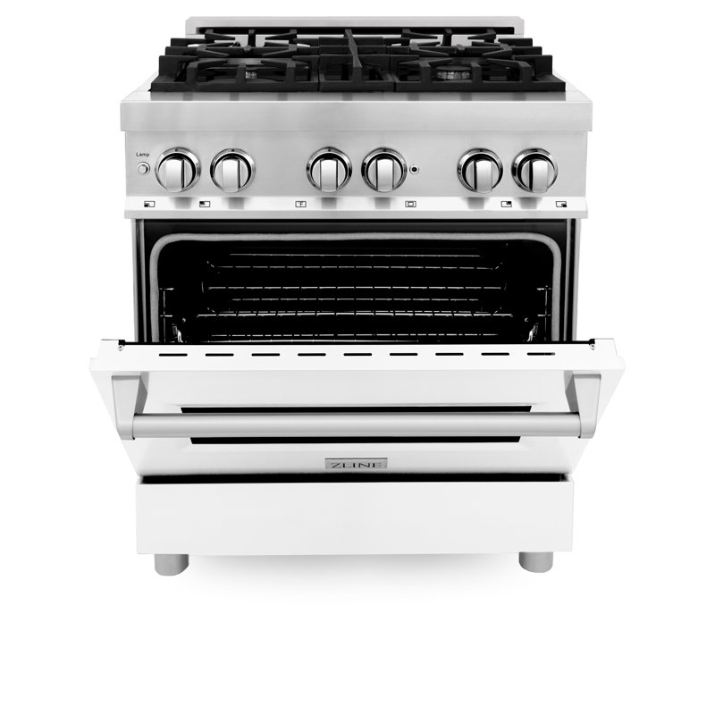 ZLINE 30" Legacy Dual Fuel Range, White Matte Stainless Steel