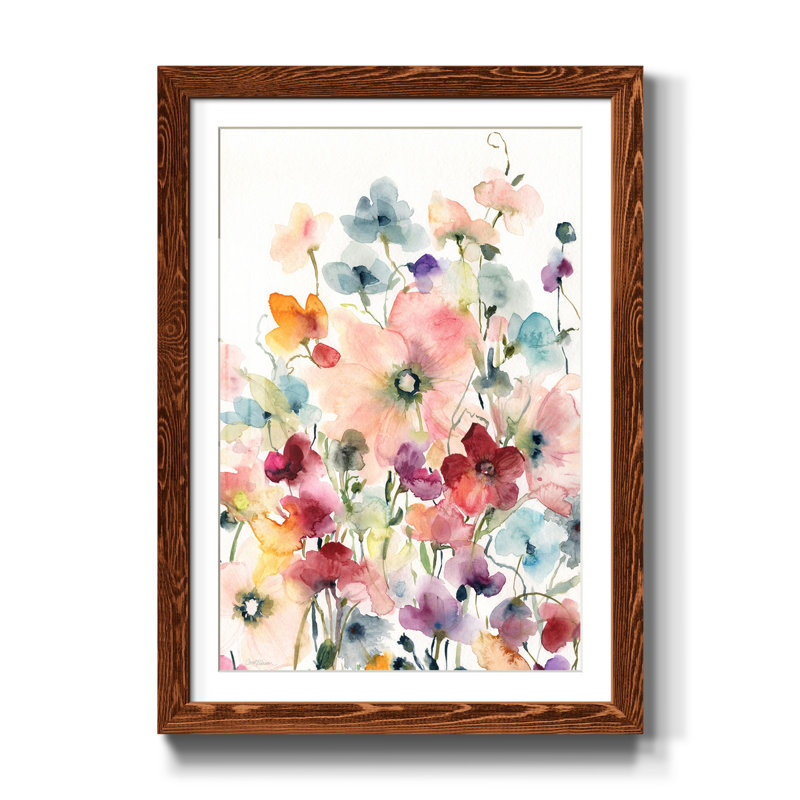 Coquelicots et petits pois - Reproduction d'art sur papier encadrée, H 31,5 po x l 23,5 po x P 1,5 po, Érable