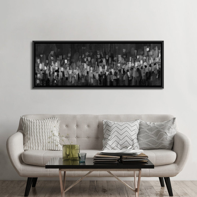 Blue Staccato - Inverted 6 Pcs., 24" H x 72" W, Black Floater Framed