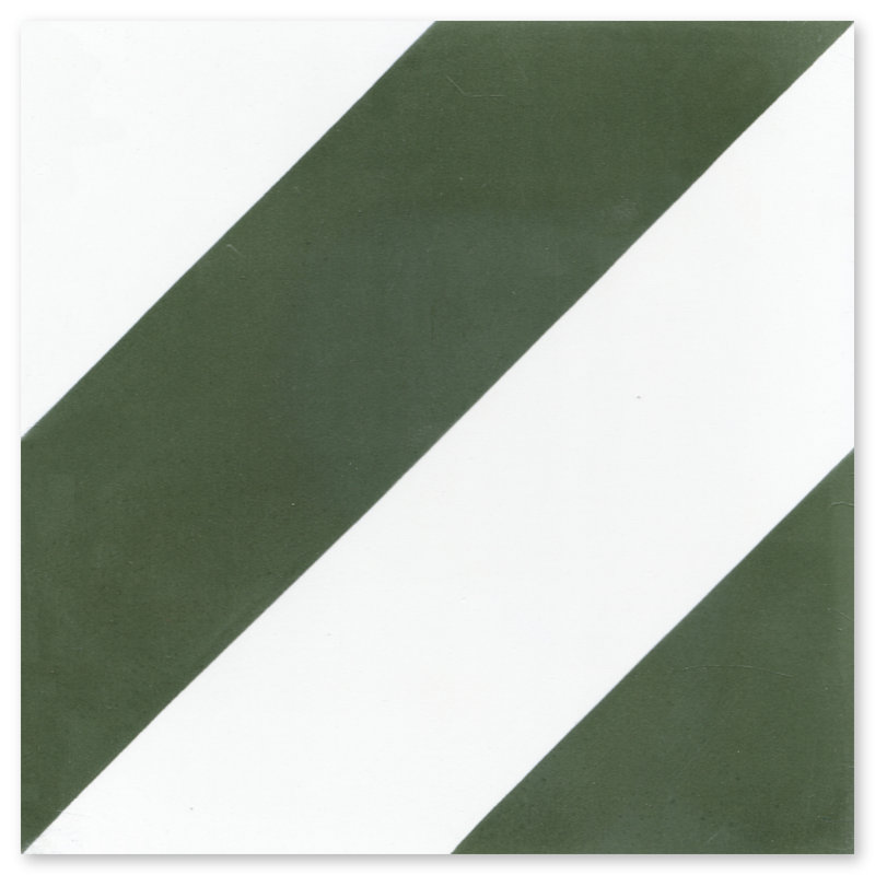 Carreau à motif de mur et de sol à motif diagonal de 4 po x 8 po, Olive / blanc