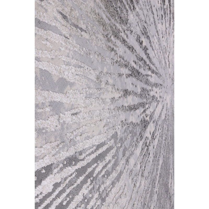 Ilios Collection Abstract Black and Gray Starburst Rug, Rectangle 9'1" x 12'