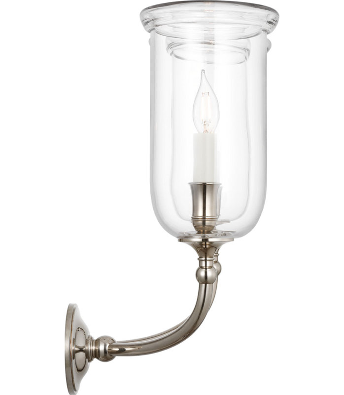 Embers 20" Double Hurricane Sconce with Clear Glass, Butler's Silver
