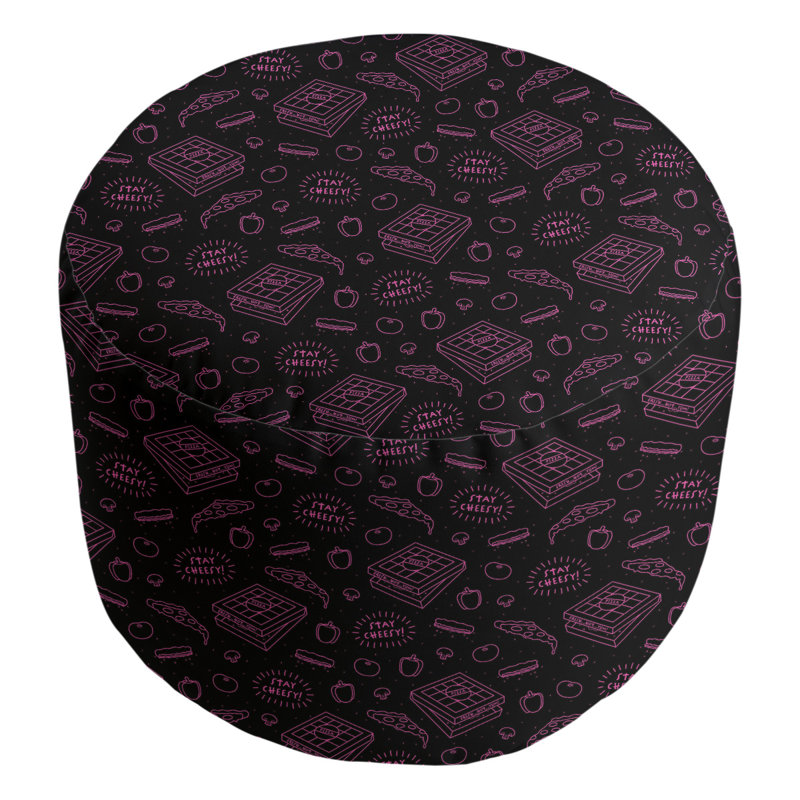 Avicia Upholstered Pouf, Watermelone/Black
