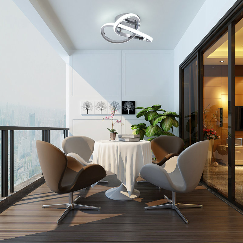 Janyia 1 - Light 10.23" Unique/Statement Geometric LED Semi Flush Mount, Chrome