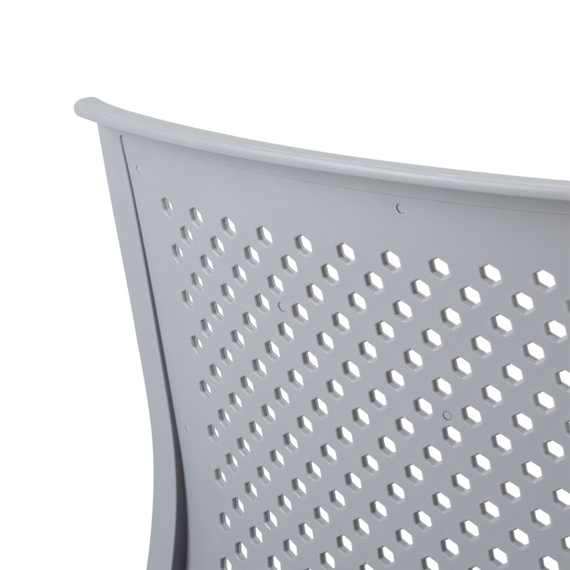 Metal Armless Sled Base Plastic Stacking Chair with Perforated Back, Gray