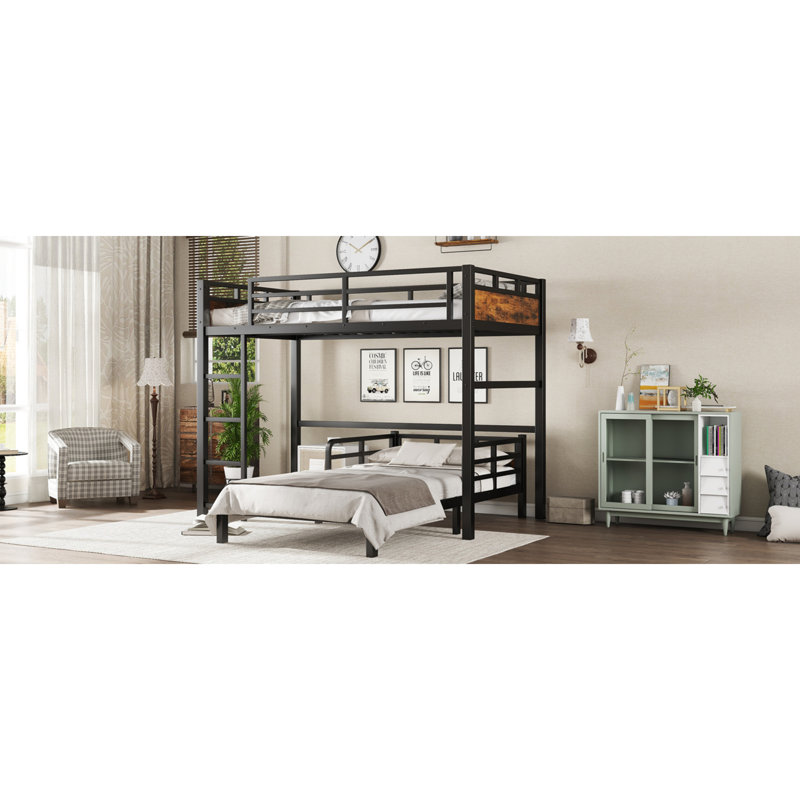 Versatile Twin Xl Metal Bunk Beds, Vintage Style With Safety Fence