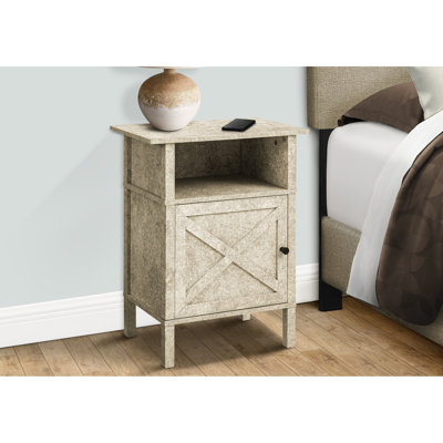 Table d'appoint en stratifié crème de style transitionnel, idéale pour les petits salons et les espaces de rangement