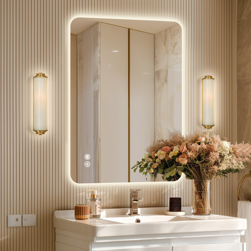 Miroir de salle de bain à DEL sans cadre à intensité variable et réglable, 36 po x 24 po