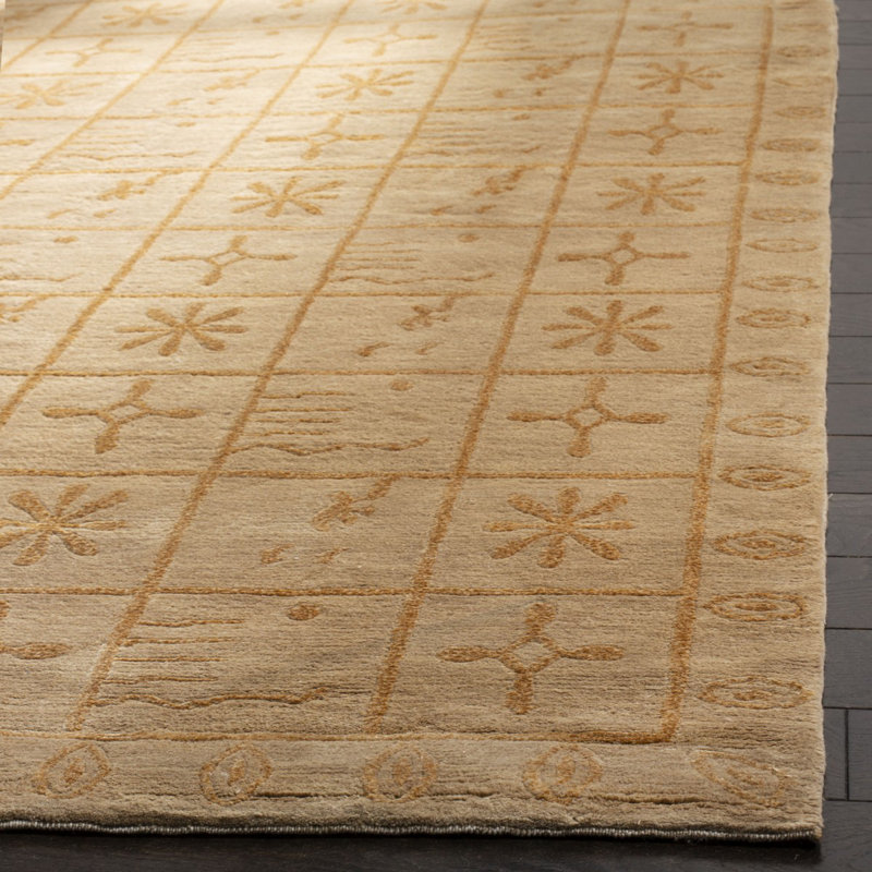 Tan Geometric Area Rug, Rectangle 5' x 7'6"