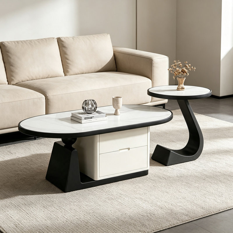 Table basse Cozy Living, H 15,74 po x l 51,18 po x P 27,55 po, Gris / Noir