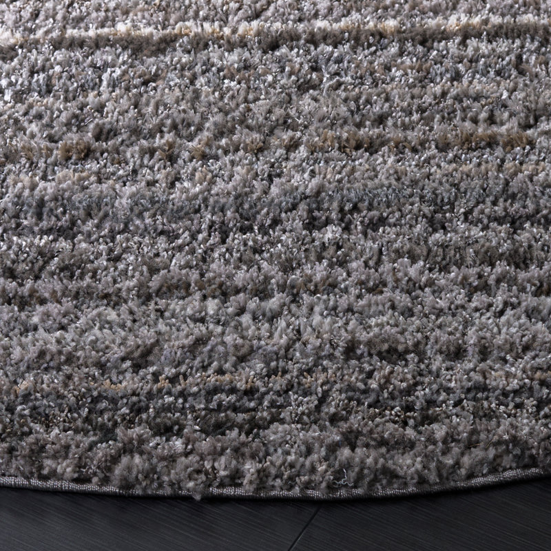 Everett Shag Performance Solid Color Indoor Rug, Round 6'7"