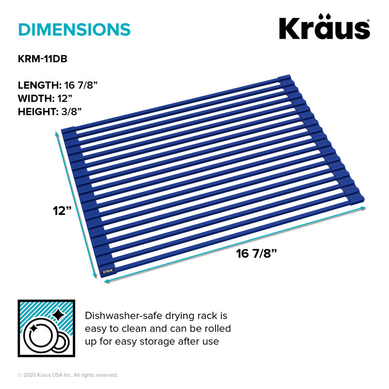 Kore Over the Sink Dish Rack, Dark Blue, 0.375" H x 16.875" W x 12" D
