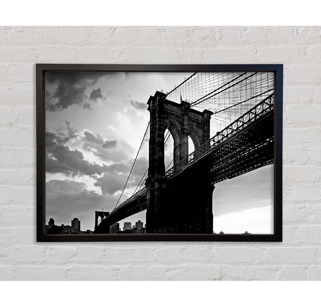 Brooklyn Bridge Sunset B N W - Einzelner Bilderrahmen Kunstdrucke auf Leinwand