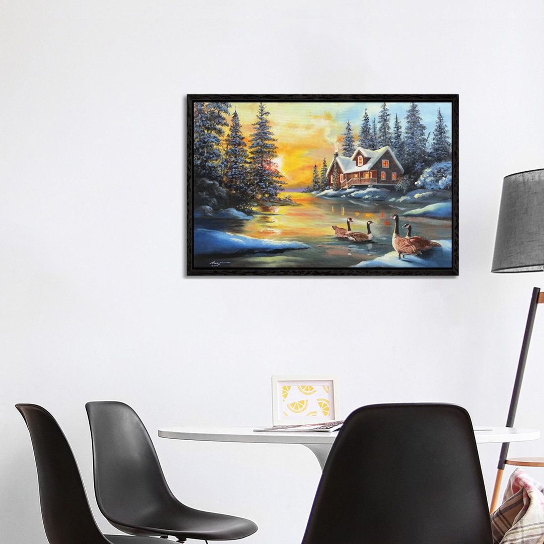 Kanadagänse im Teich bei der Hütte von D. "Rusty" Rust - Galerie- Giclée auf Leinwand