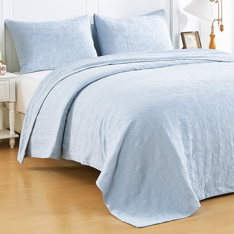 Literie Talley Sophia, Ensemble de couvre-lit très grand + 2 très grand, Bleu