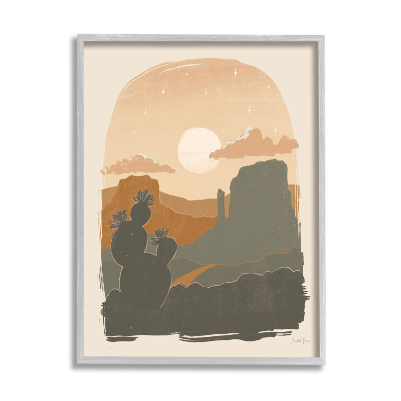 «Sunset Desert Canyon Silhouette» par Janelle Penner - peinture sur bois, H 14 po x l 11 po x P 1,5 po
