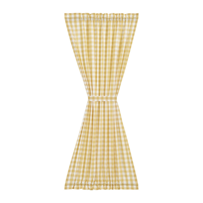  Annie Buffalo Check 100% Cotton Curtain, Yellow