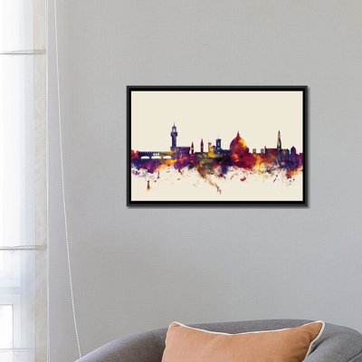 «Skyline Series: Florence, Italy on Beige», reproduction d'art sur toile tendue