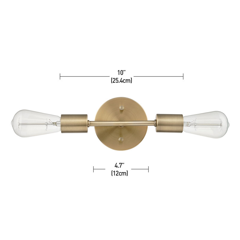 Alexandria 10'' Brass 2-Light Dimmable Vanity Light