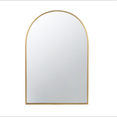 24" X 36" Arched Accent Mirror With Gold Metal Frame For Bathroom, Bedroom, Entryway Wall