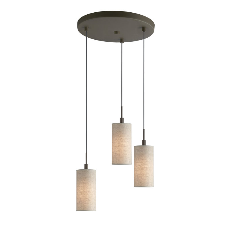 3 - Light Cluster Pendant, Grey Shade, Bronze