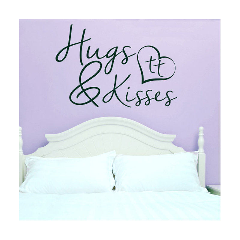 Hugs and Kisses Wall Sticker, Dark Green, Large