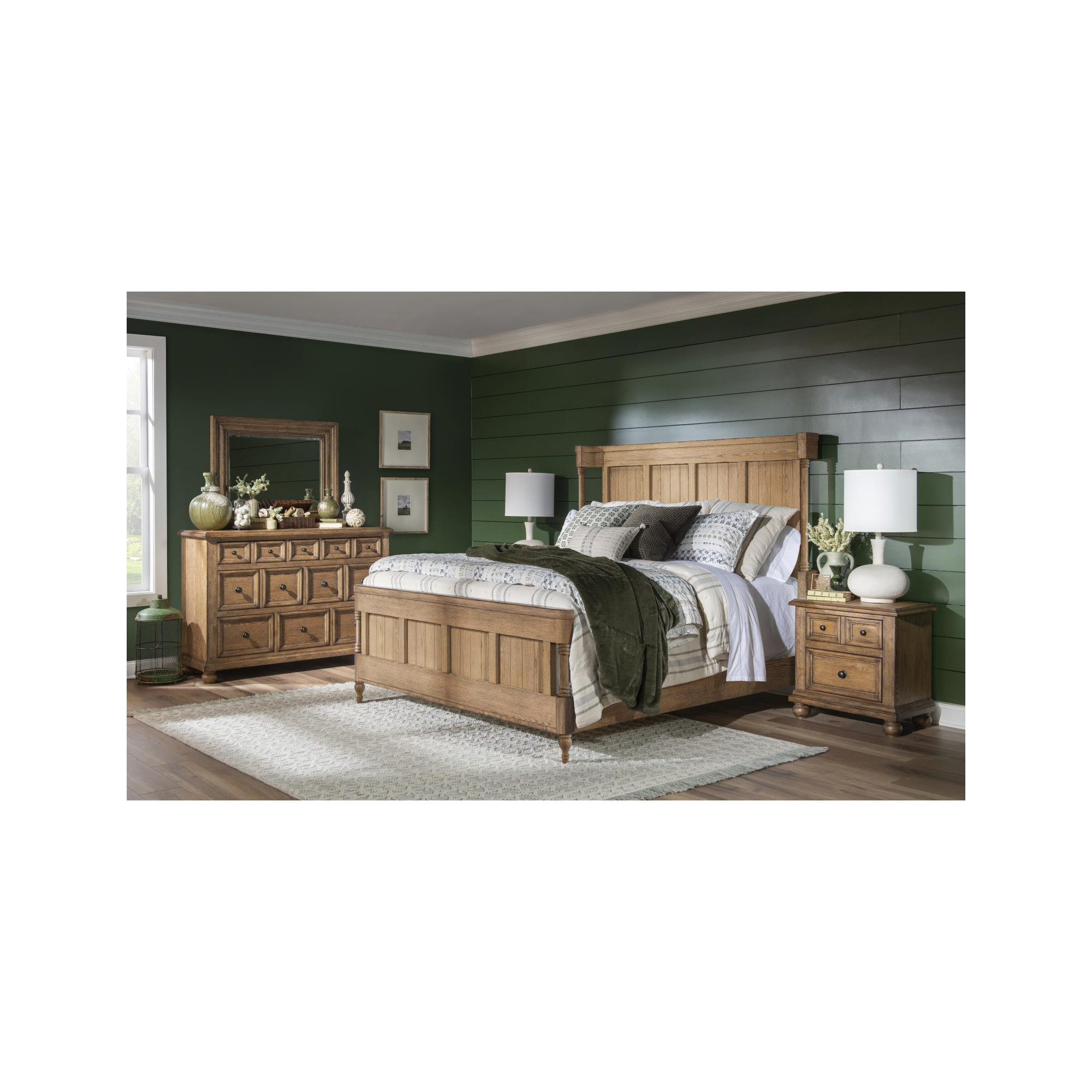 Country Living Solid Wood Bed, Brown, Queen