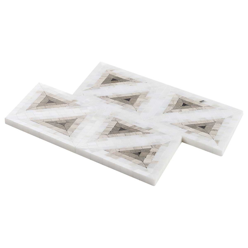 Ako 5" Triangle Marble Micro Mosaic Tile, Saint Laurent Brown