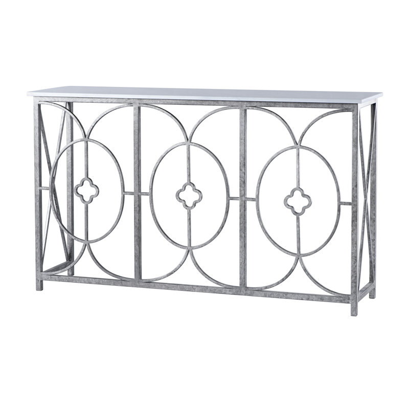 Rogue 60" Console Table, Royal Silver, Carrera Marble