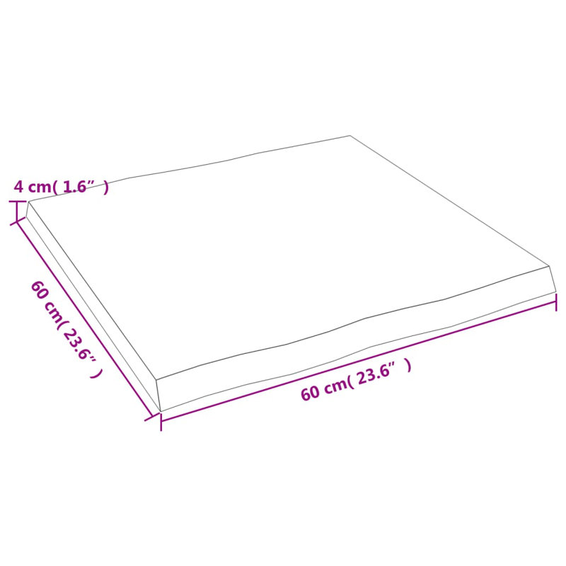Plateau de table VidaXL, H 1,6 po x l 23,6 po x L 23,6 po
