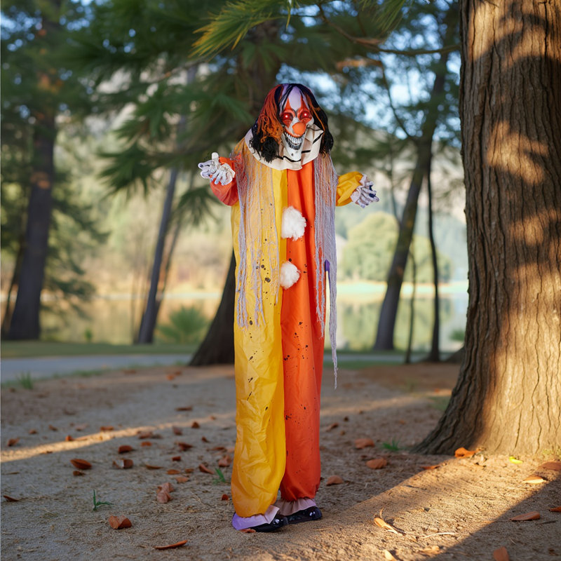 Décoration d'Halloween d'extérieur 8,2 pi Clown aux yeux rouges