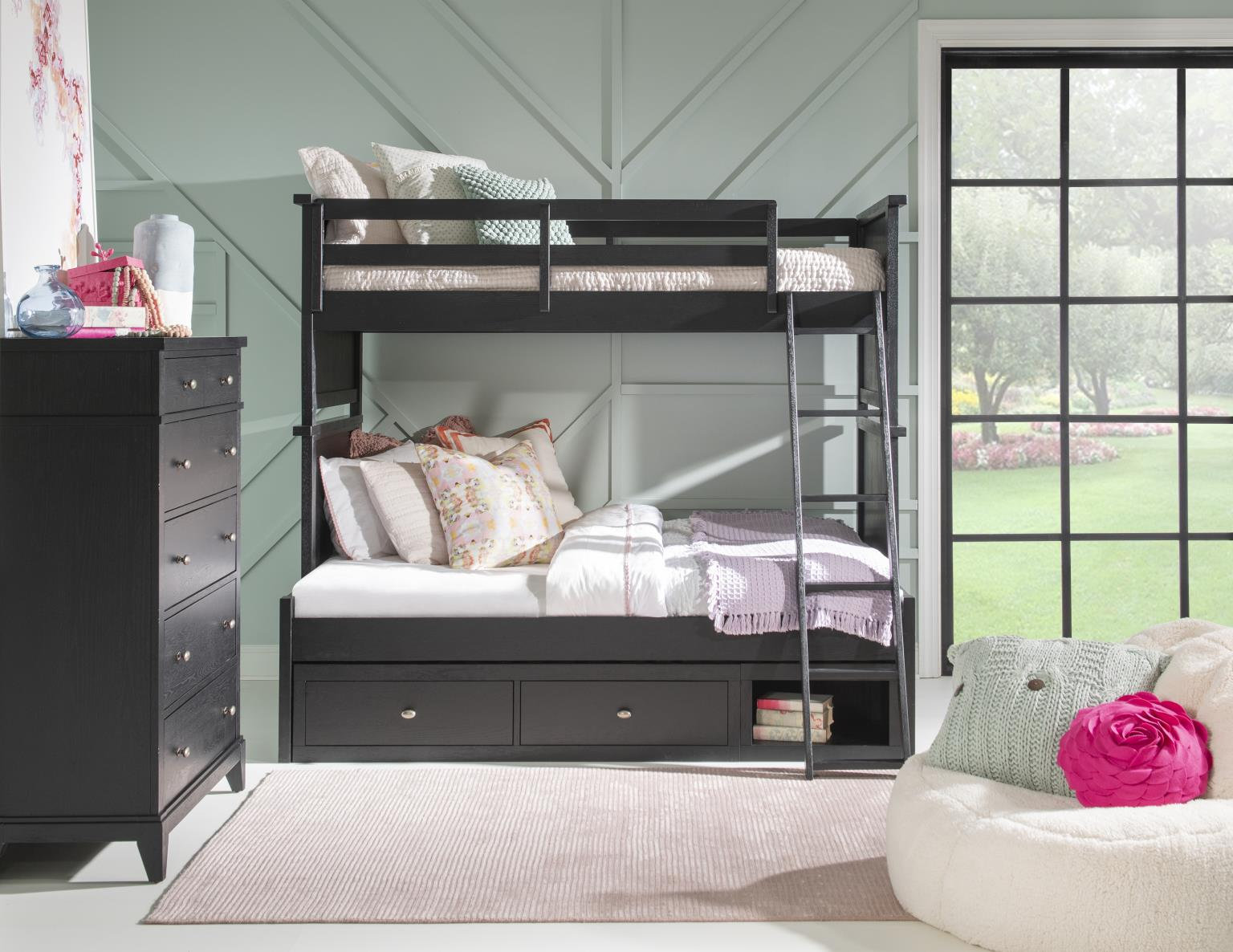 Today's Traditions Bunk Bed With Ladder, Twin Over Full, Blacksmith