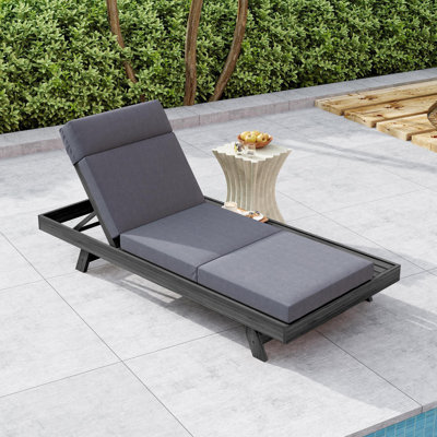 Chaise longue d'extérieur réglable en bois d'acacia avec coussin imperméable