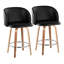 Tabourets de bar et de comptoir à hauteur fixe Terrance avec pieds en bois courbé et repose-pieds rond-109972586-109972585