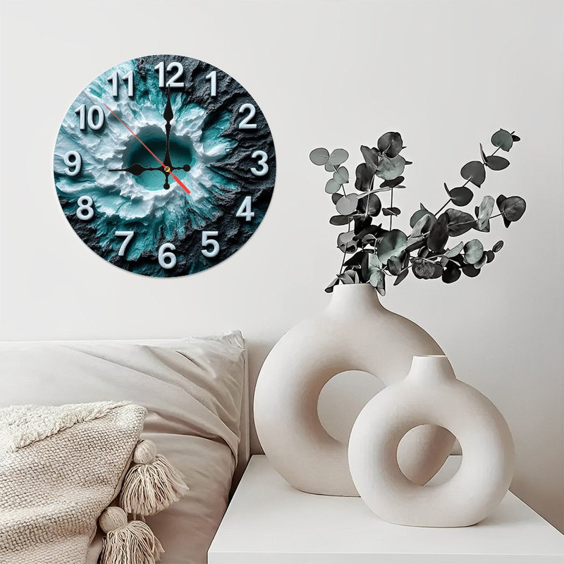 Horloge murale unique à texture noire sarcelle