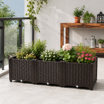 47.2" Brown Raised Garden Planter with Self-Watering.