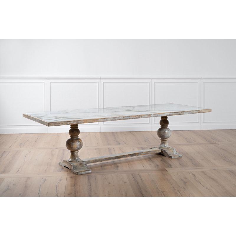 Dining Table, Gray Oak, Calacatta