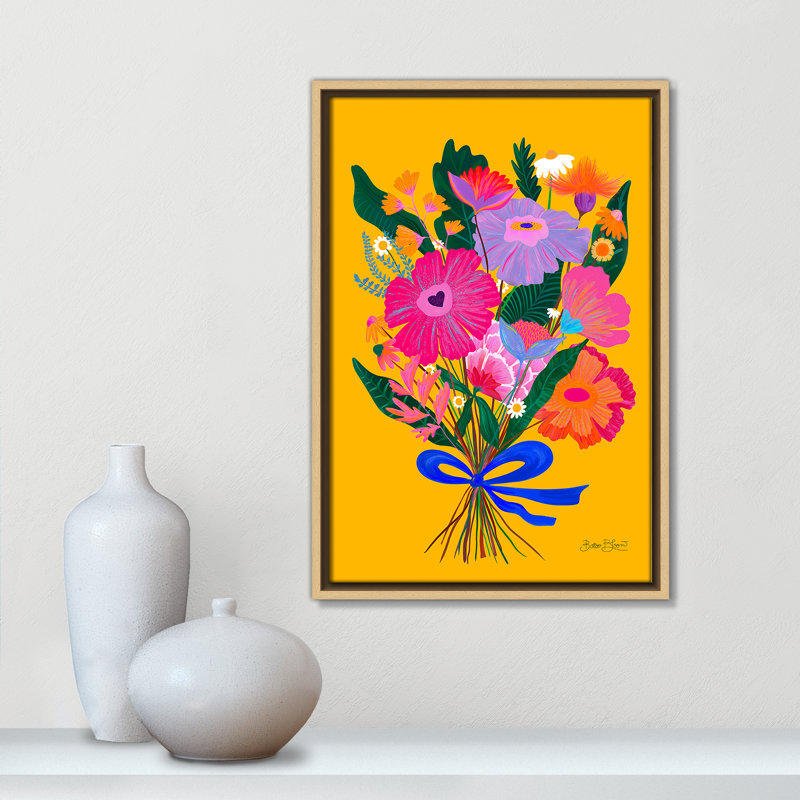 Imprimé éclectique de fleurs par Bloom, Toile avec cadre, Flotteur naturel, 13.5'' W x 19.5'' H
