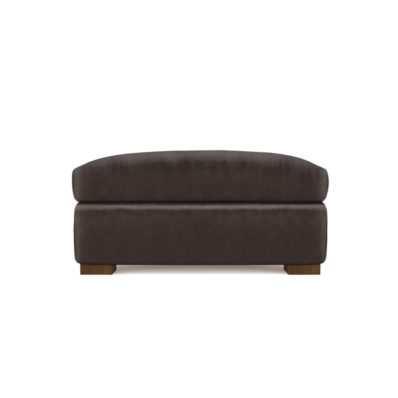 Crosby Ottoman, Plush Velvet Blue Print, Ebony